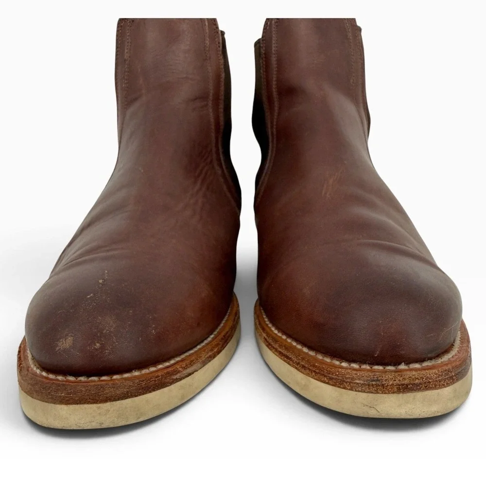 Tecovas The Luke Brown Leather Chelsea Boots Mens 9.5 EE Wide Vibram Wedge